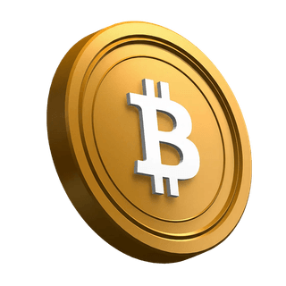 Tilted Bitcoin BTC coin used as a visual element in the hero section