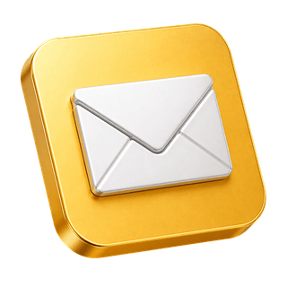 Decorative 3D envelope icon on the contact us page